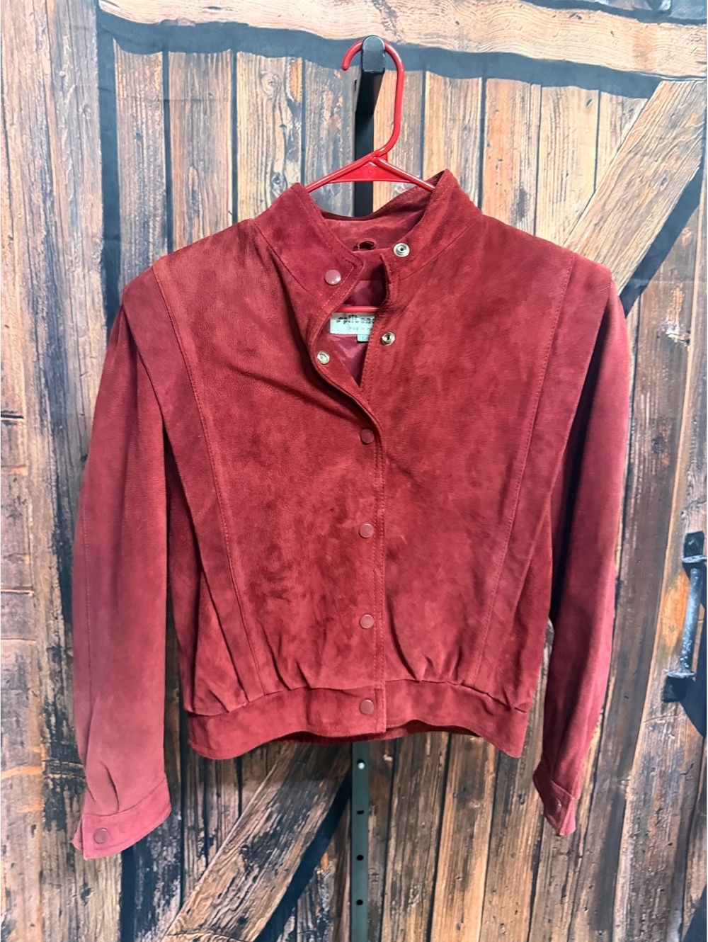 Vintage Red Leather Jacket with Nylon Taffeta Lining Size 5/6